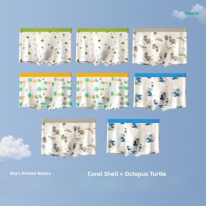 miiow | Pure Cotton Boys Underwear Cat Person Childrens Boxer Shorts Anti-Bacterial Comfortable Bamboo Fiber Boys Briefs