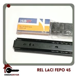 1 PASANG Rel Laci Double Full Extension Push Open PO Huben 45mm BUKAN Soft Close
