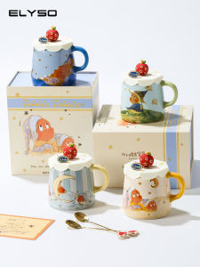 Ceramic Coffee Cup with Lid And Spoon Birthday Gift for Men And Women Couple Water Cup Star Man Cartoon Anime Design