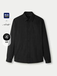 HLA Black Casual Shirt Thickened Flocking Commute Mens Winter Standard Fit Fashion Urban Style Long Sleeve Geometric Pattern