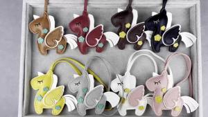 Handmade PU Leather Unicorn Keychain/Bag Charm/8 Enchanting Colors Premium PU Leather Exquisite Detail for Daily Joy & Gifting