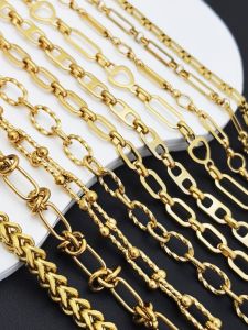 Handmade DIY Jewelry Accessories Stainless Steel Chain 18K Gold Color Necklace Bracelet Fashionable Clothing Material Chain