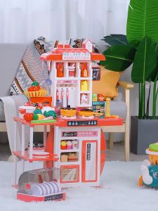 95CM Kitchen Cooking Toys Mainan Masak Spraying Mist Steam Acousto-optical effect Simulated real effluent Dapur Kids Toys