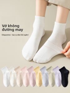 JINGCHI | Tất ngắn cotton mỏng thoáng khí chống mùi mùa hè cho nữ Tất cotton không xương dài đến giữa bắp chân chống khuẩn