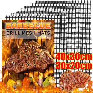 40x30cm BBQ Baking Mesh Mat Replacement Non-stick Grilling Net Reusable Fiberglass Heat Resistance BBQ Grill Liner