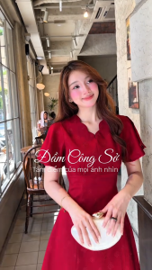 Đầm thiết kế BEMINE cổ tim tay bồng dáng chữ A phù hợp đi chơi-B429