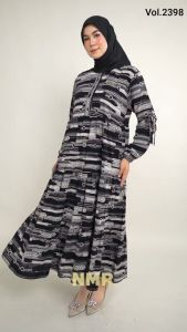 NMR Midi Dress Rayon Viscose Kerut Vol 2398-1
