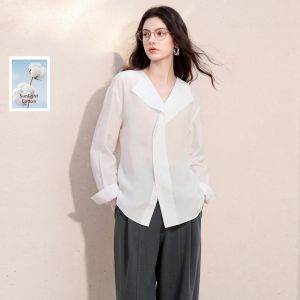 3COLOUR·S | Summer New Turn-down Collar Long Sleeve Simple Womens Shirt