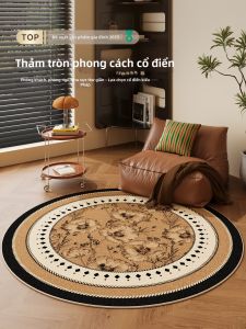 YUNHAOBUYI | Washable Stain-Resistant Waterproof Anti-Dirt Vintage Style French Design Round Carpet