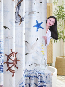 European Style Soft Thickened Waterproof Bath Curtain Ocean ness Matte Fabric Moisture Proof Bathroom Partition