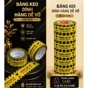 [XẢ KHOTHANH LÝ] 1 Cây 6 Cuộn BĂNG KEO HÀNG DỄ VỠ 1.2KG  ĐỦ KG DÁN THÙNG HÀNG DỄ BỂ