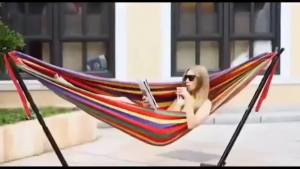Hammock Leisure Durable Single Travel Swing Chair Hanging Bed Casual Hammocks for Patio Garden Backyard Outdoor Indoor with Bag