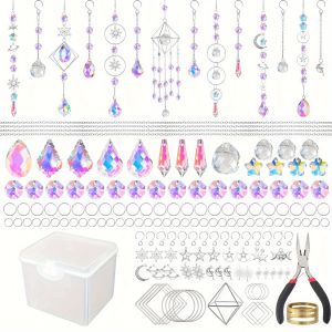 310 ชิ้น DIY คริสตัล Sun Catchers หน้าต่างในร่ม แขวน Prism Suncatcher สําหรับ Window Silver DIY Suncatcher Kit แก้วคริสตัล