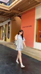 SLYQ MINI HEART PASTEL SHIRT & SHORT SET ชุดเซ็ตเสื้อเชิ้ตแขนสั้นปกยาว และ กางเกงขาสั้นเอวยางยืด