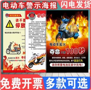 Electric Vehicle Battery Car Charging Parking Safety Poster Wall Sticker Residential Fire Prevention Warning Signboard