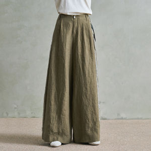 Womens Summer Linen Wide Leg Casual Pants
