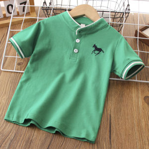 Boys Short Sleeve T-Shirt Pure Cotton Childrens Polo Shirt Summer Wear Half Sleeve Summer Top for Middle And Large Children