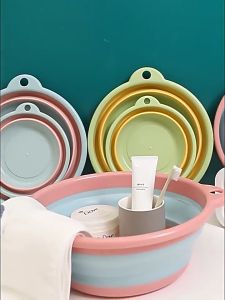 Mainland Ember Lipat Keranjang Baju Plastik Baskom Plastik Lipat Portable Multifungsi Water Bucket Foldable Wadah Serbaguna HSB709