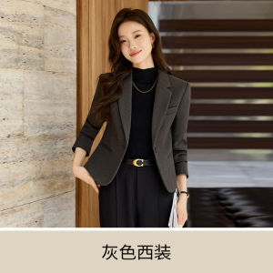 Gray Casual Womens Minimalism Small Jacket Short Length Upper Apparel Spring Autumn plus Size Fashion Slim Fit Full Lined