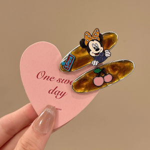 Retro Sparkling Mickey Hair Clips Side Bangs Duckbill Hair Accessories Womens Fashionable Hairpins Alloy/Dipped Silver/Gold
