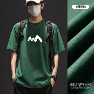 Hong Kong Style Japanese Trendy High Street Heavy Weight 100% Pure Cotton Short-Sleeved T-shirt Mens Summer round Neck Loose Fashion Brand Handsome