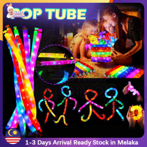 Pop Tubes Light LED Sensory Toys Pull Stretch Tube Kids Gifts Luminous Popping Party Supplies Autistic Children Stress Relief Toys DIY Tool