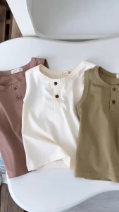 Set bộ ba lỗ đi chơi bé trai bé gái áo thun ba lỗ trơn kèm quần short kaki 1 đến 7t BERNIE H0225A18