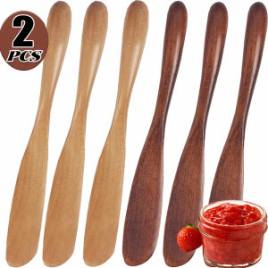 Anglebabylife 2 cái Dao làm mứt gỗ đặc dao làm bánh mì tự nhiên phụ kiện nhà bếp Bộ đồ ăn bằng gỗ mịn