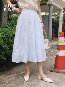 Floral Embroidery High Waist A-line Slimming Skirt