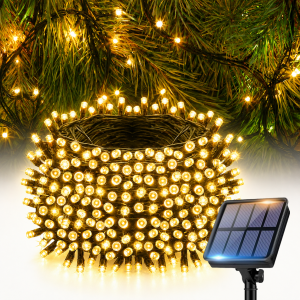 Solar String Lights Outdoor Fairy Lights 2PCS 8 Modes Multicolor Warm White Purple Green for Garden Patio Christmas Decor