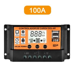 Bộ Điều Khiển Sạc Năng Lượng Mặt Trời PWM Màn Hình LCD 30A 50A 100A Hai Cổng USB 5V Tự Động Nhận Diện Loại Pin Cho Tấm Pin Mặt Trời RV Tàu Thuyền Gia Đình