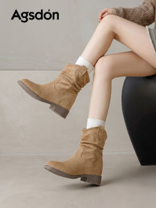 Agsdon | Thin Thick Heeled Booties with Height Increasing Inside
