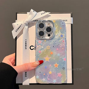  16ProMax 17Pro 14Plus 13Female 15PM Phone Case SimpleInsColorGradationFullScreenStarsLensFullCoverAntiFallProtection