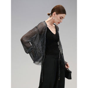 COCOBELLA | Shimmer Silver Sheer Lace Summer Cover-up Blouse