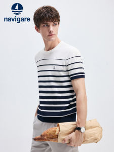 Navigare | Breton Stripe Ice Silk T-shirt Round Neck