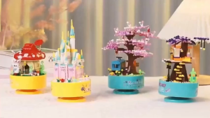 Mr toys Mini Block Music Box Swans Puzzle Bloc Bricks dengan musik box Mainan Anak Pendidikan Kecerdasan Hadiah untuk cewek Mainan untuk cewek
