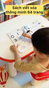 Bộ tập tô nối chữ số hình khối và nét vẽ cơ bản Stroke Line Dot to Dot Vở tập viết thông minh xoá được 64 trang cho bé 2 tuổi mới tập tô