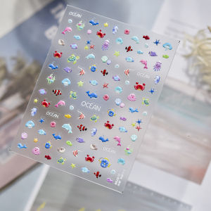OIMG | 5D Jelly Nail Stickers Summer Ocean Series Underwater Tropical Small Fish Nail Decorations Decals Self Adhesive Nail Sticker DIY