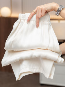 MEITESIJIAONU | Apricot Cupro Fiber Breathable Comfort High Waist Wide Leg Trousers