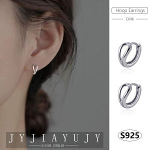 JYJIAYUJY 100% Sterling Silver S925 Hoop Earrings Water Drop Line Shape Korean Fashion Style Casual Elegant Daily Trendy Women Hypoallergenic Fine Jewelry Gift E046