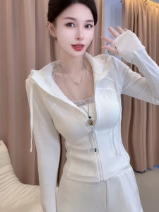 Áo Khoác Nữ Tay Dài Mùa Thu 2025 Có Mũ Trùm Đầu Khóa Kéo Thắt Eo Áo Ngắn Áo Khoác Ngoài Chất Liệu Thấm Hút Thoáng Khí