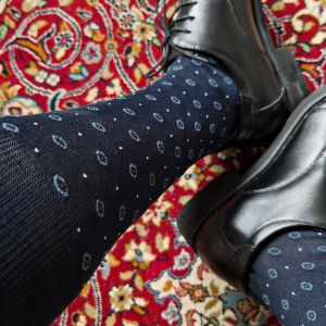 Men Mercerized Cotton Material Large Size Gentleman Socks Dotted Circle Socks Sweat-Absorbent Breathable Socks for Leather Shoe Business