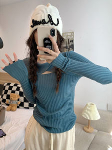 Áo Len Dệt Kim Dài Tay Khoét Lỗ Màu Kaki Ôm Vừa Vặn Mùa Xuân Thu Áo Len Cardigan Cổ Tròn Mềm Mại Thoải Mái Cho Nữ