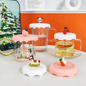 ฝาแก้วหนาพิเศษเป็นมิตรกับสิ่งแวดล้อมฝาแก้วซิลิโคนเกรดอาหารลายการ์ตูนฝาแก้วเก็บหิมะฝาแก้วมัคฝาปิดแก้วน้ำฝาปิดถ้วยชา