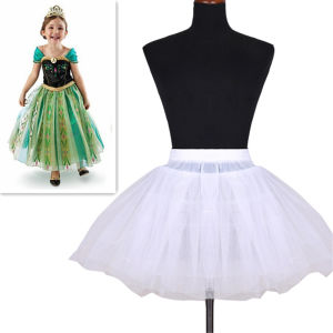 White Children kids Petticoat A-Line 3 Hoops One Layer Kids Crinoline Lace Trim Flower Girl Dress Underskirt Elastic Waist