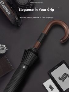 MUZHOUYU | Durable and Wind Resistant Umbrella Wooden Curved Handle Large Size