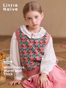 Little Naive | Spring Autumn Retro Floral Pattern Childrens Knit Vest