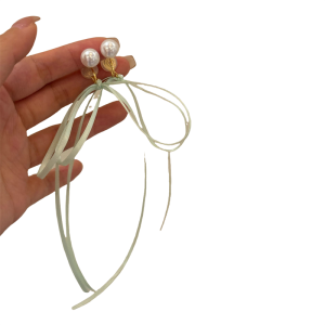 Summer Ballet Style Long Pearl Butterfly Knot Ribbon Earrings Unique Personality Silver Needle Ear Jewelry Fresh out New