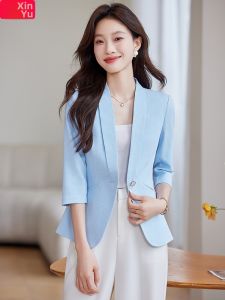 XINYU | Summer Thin Short Sleeveless Blue Blazer
