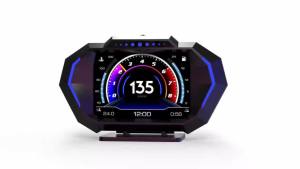 RYSJM | P24 OBD2+GPS HUD Head Up Display On Board Computer Digital Speedometer Water Temp Fuel Consumption Slope Meter Overspeed Alarm